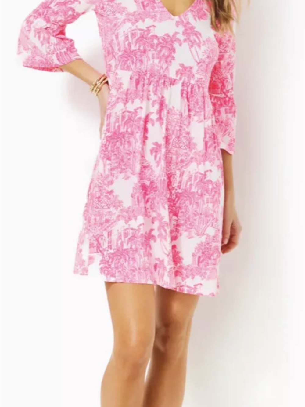 Lilly Pulitzer Jannie Dress in Hot Pink Anniversary Toile Print NWT SZ L